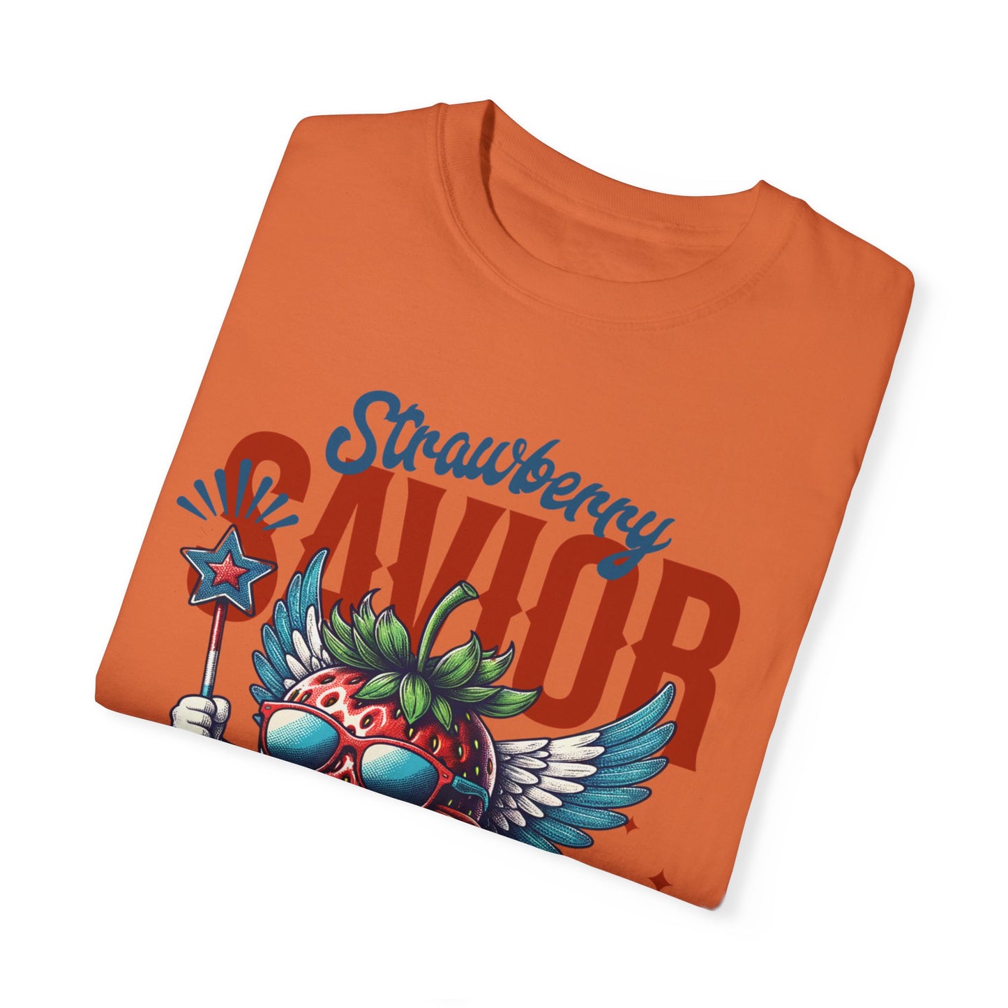 Garment-Dyed T-shirt - Patriotic Strawberry Savior Design