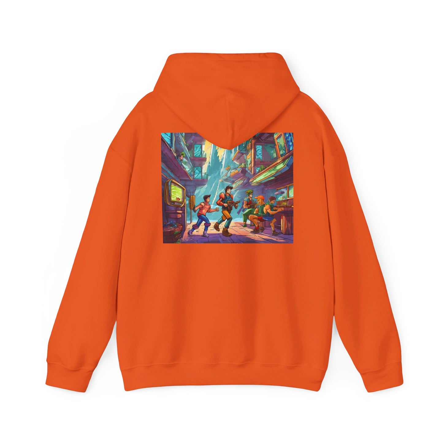 Hooded Sweatshirt - Classic Arcade Characters Action Scene Design