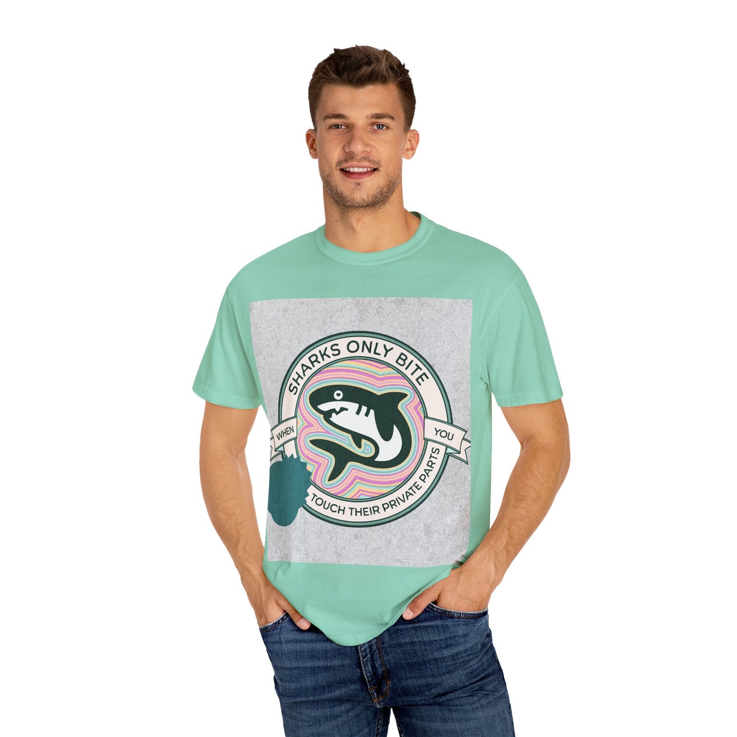 Shark Graphic Tee - Sharks only bite when you touch their private parts