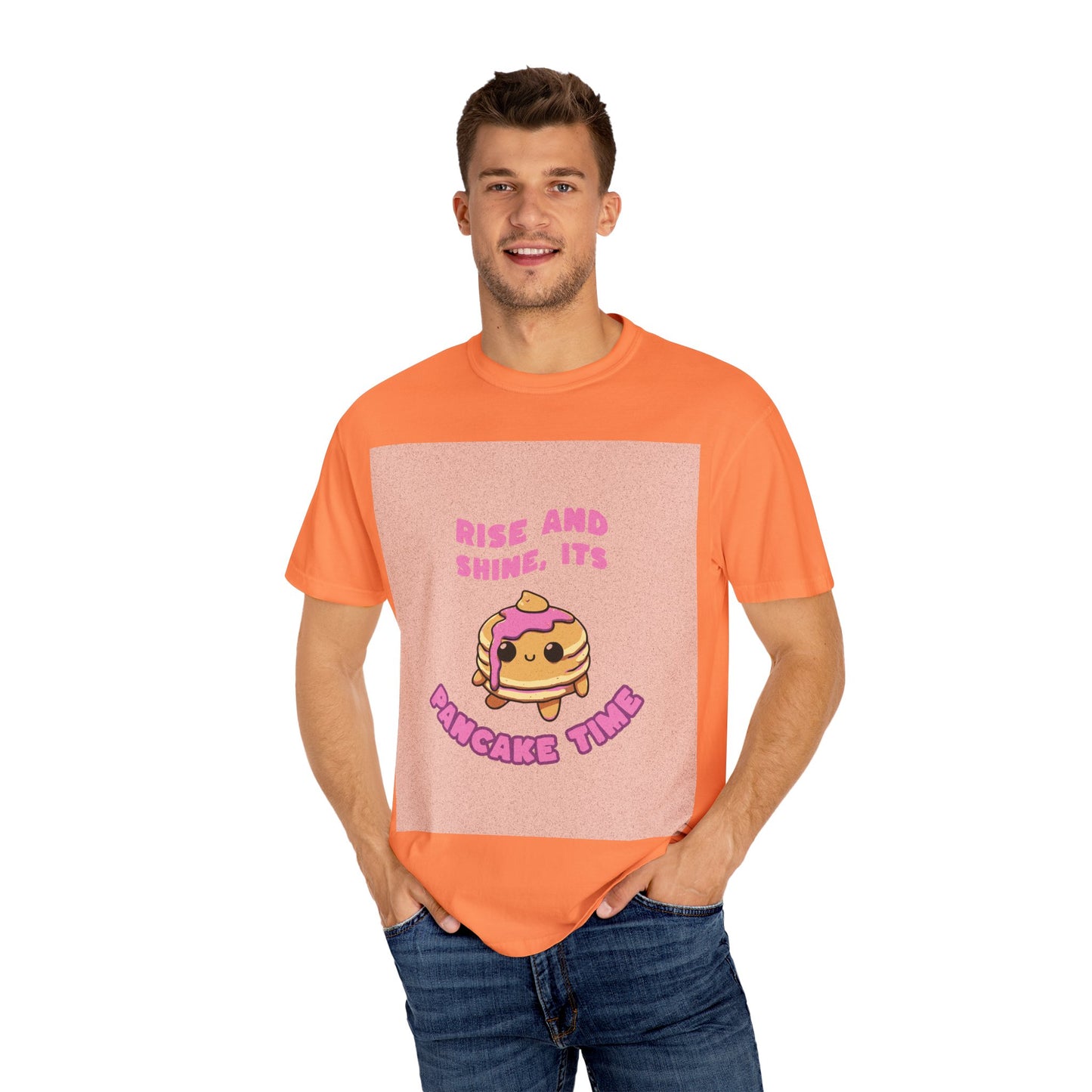 Garment-Dyed T-shirt with Rise and Shine, Its Pancake Time Design