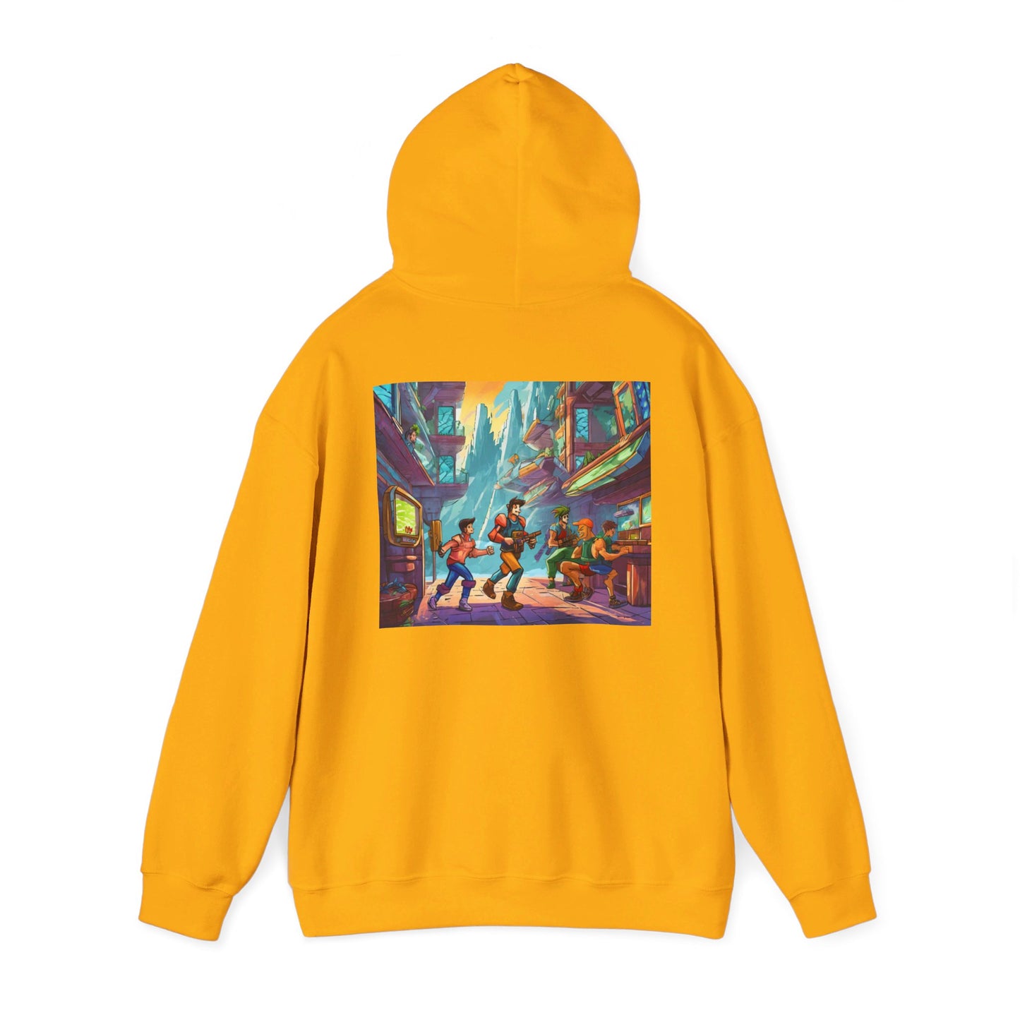 Hooded Sweatshirt - Classic Arcade Characters Action Scene Design