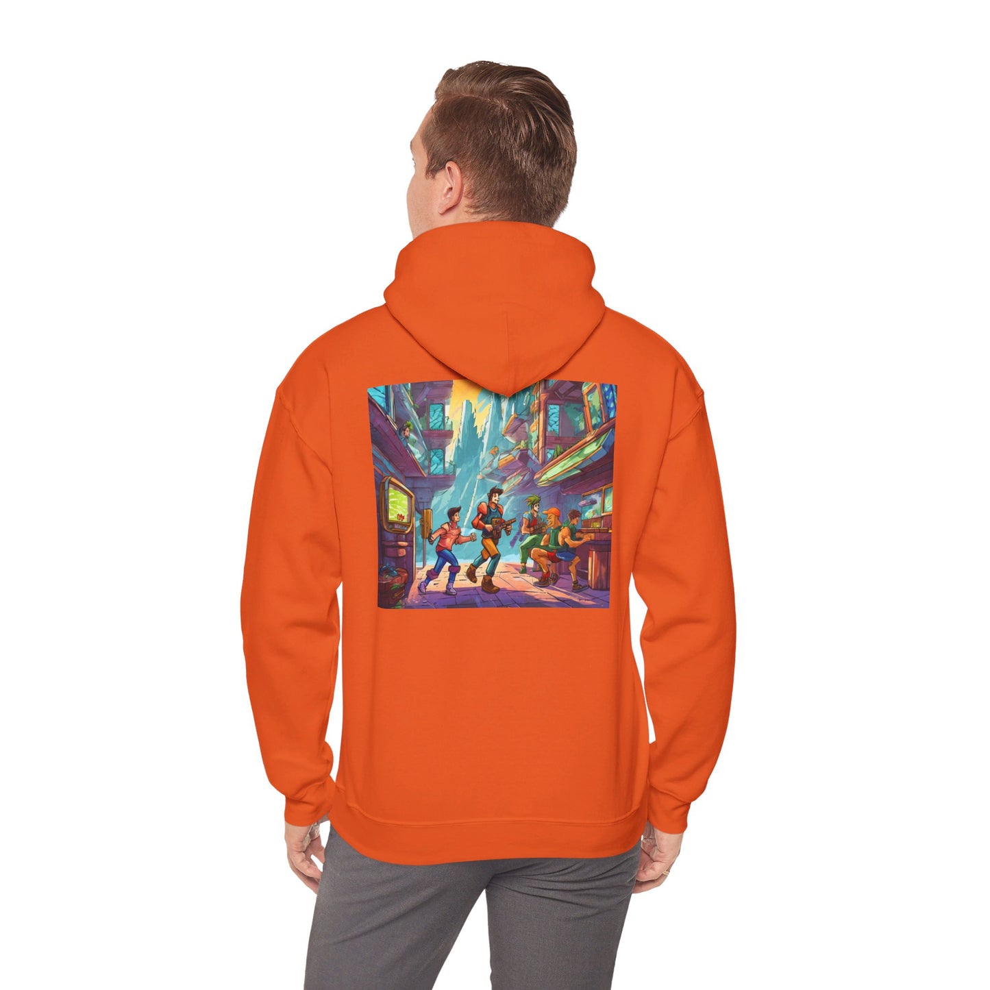 Hooded Sweatshirt - Classic Arcade Characters Action Scene Design