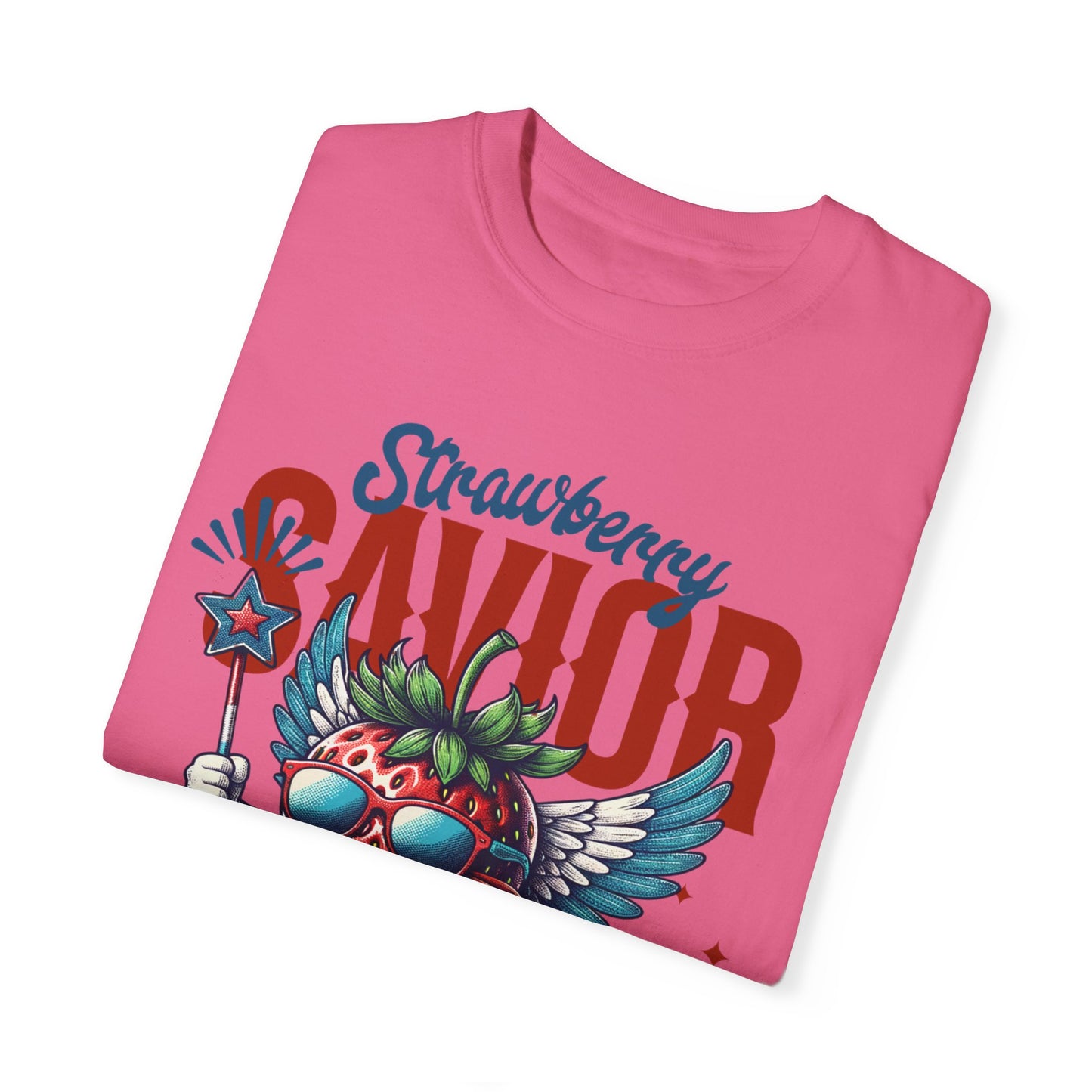 Garment-Dyed T-shirt - Patriotic Strawberry Savior Design