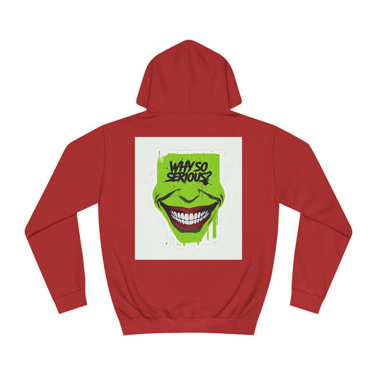 College Hoodie - Why So Serious Green Smiling Face with Bright Red Lips