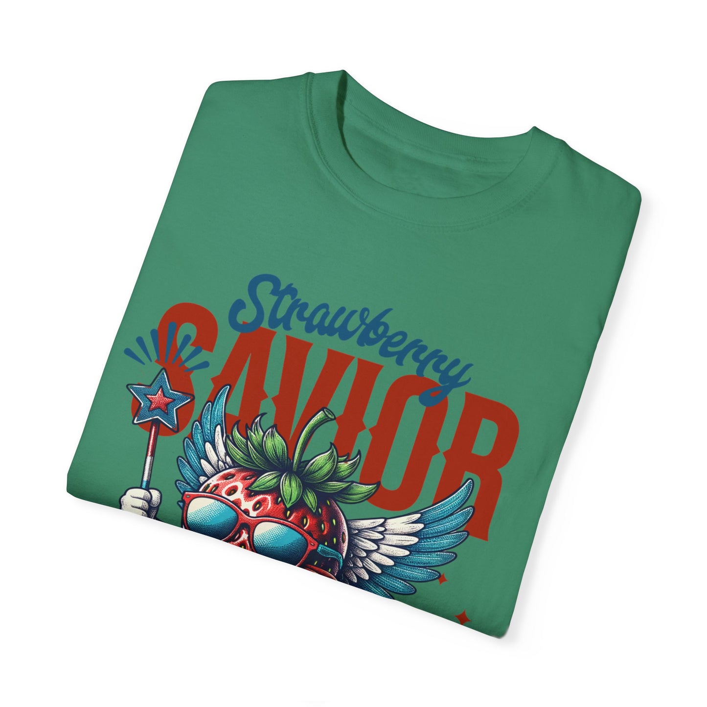 Garment-Dyed T-shirt - Patriotic Strawberry Savior Design