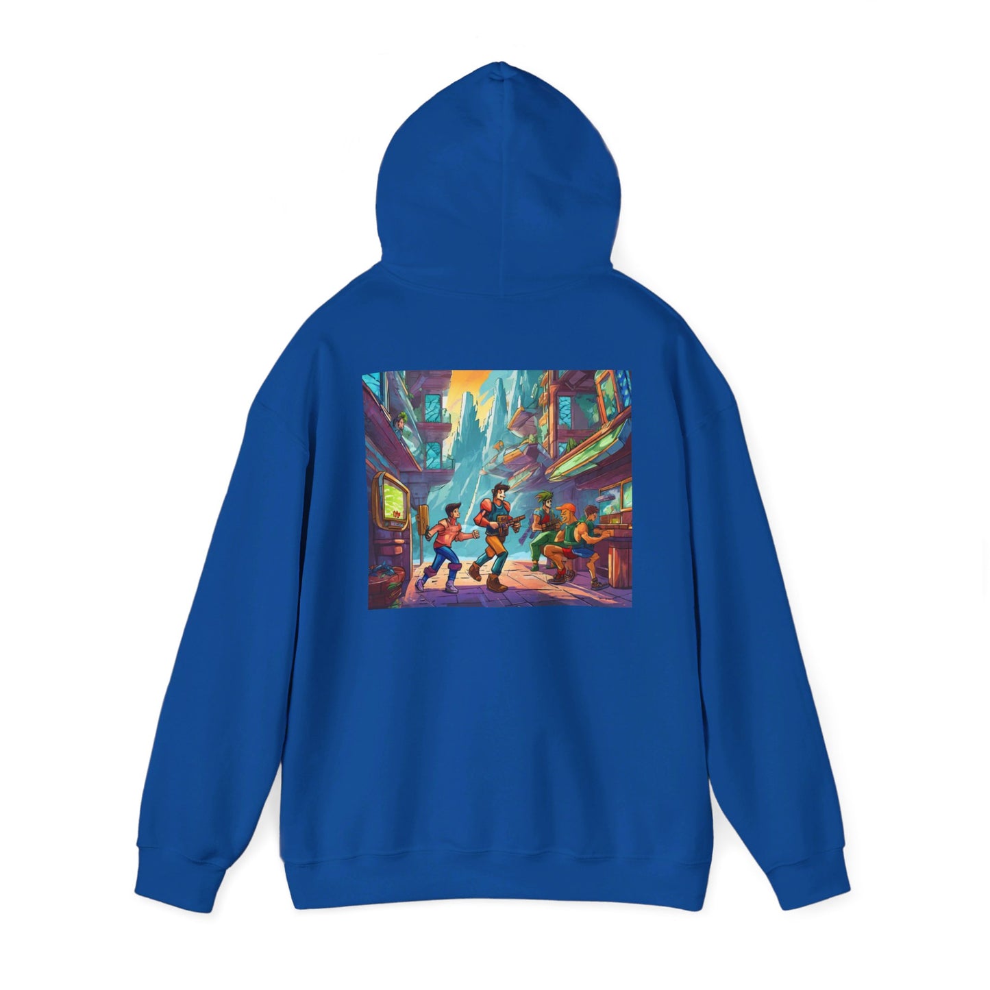 Hooded Sweatshirt - Classic Arcade Characters Action Scene Design