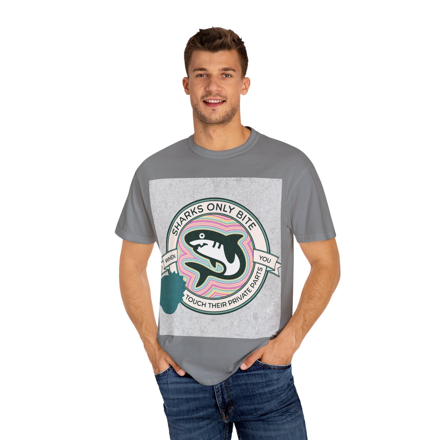 Shark Graphic Tee - Sharks only bite when you touch their private parts