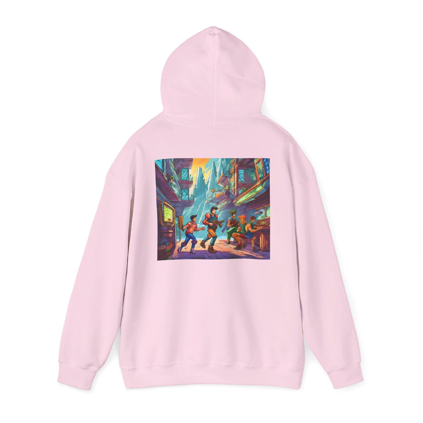 Hooded Sweatshirt - Classic Arcade Characters Action Scene Design