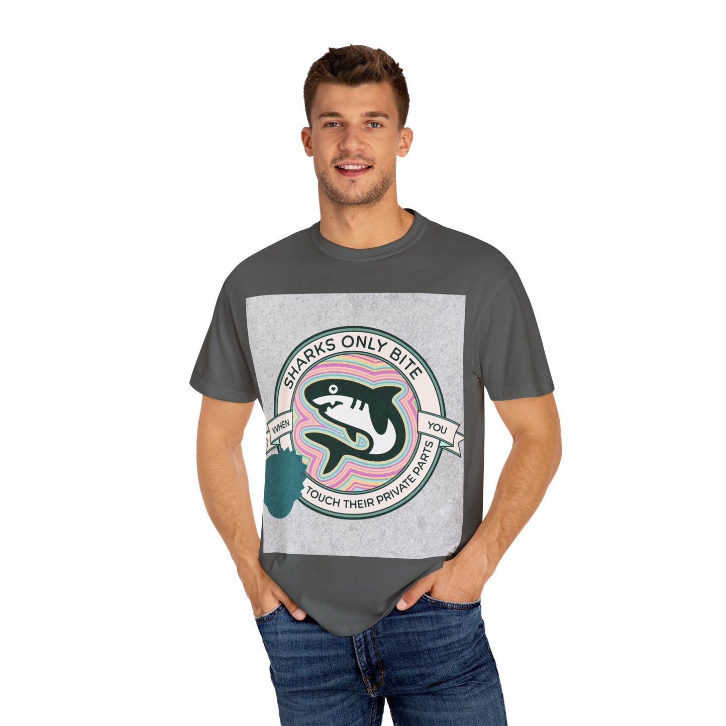 Shark Graphic Tee - Sharks only bite when you touch their private parts