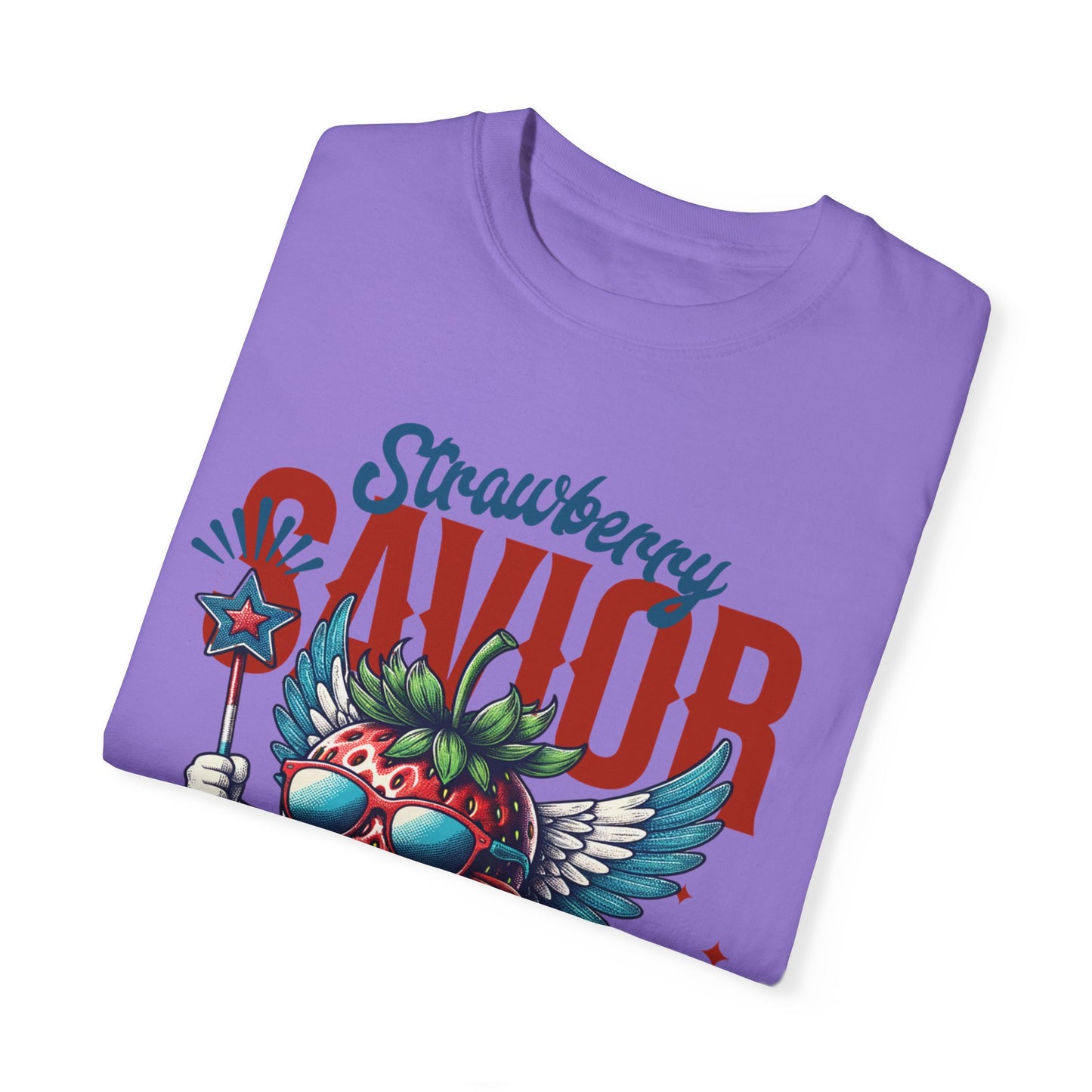 Garment-Dyed T-shirt - Patriotic Strawberry Savior Design