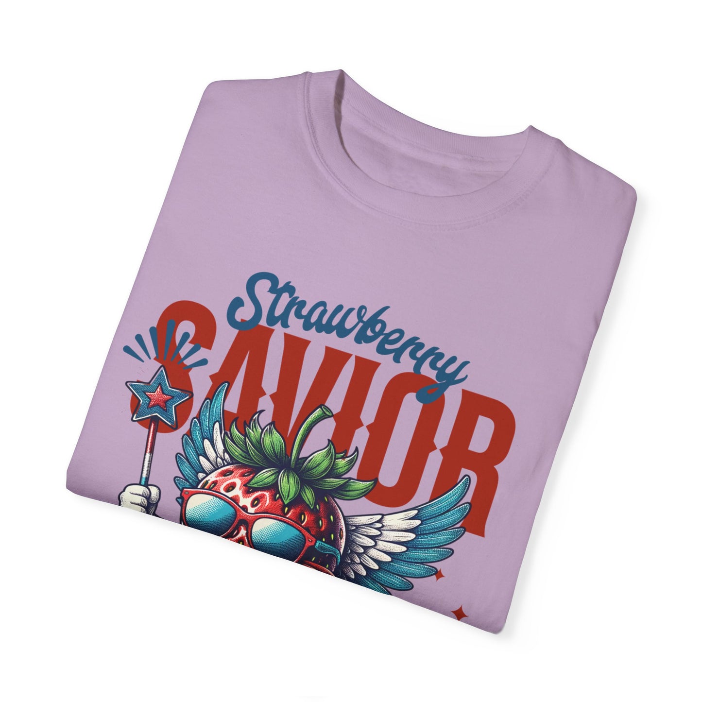 Garment-Dyed T-shirt - Patriotic Strawberry Savior Design