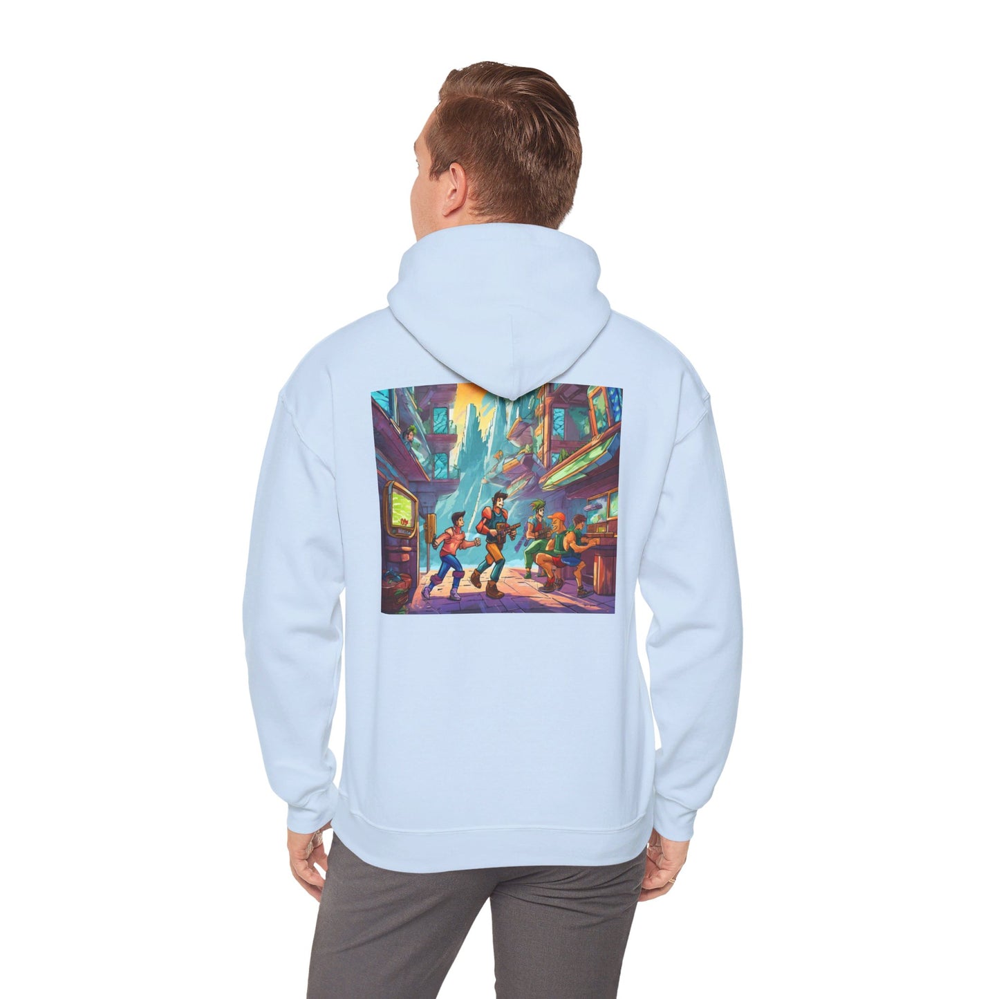 Hooded Sweatshirt - Classic Arcade Characters Action Scene Design