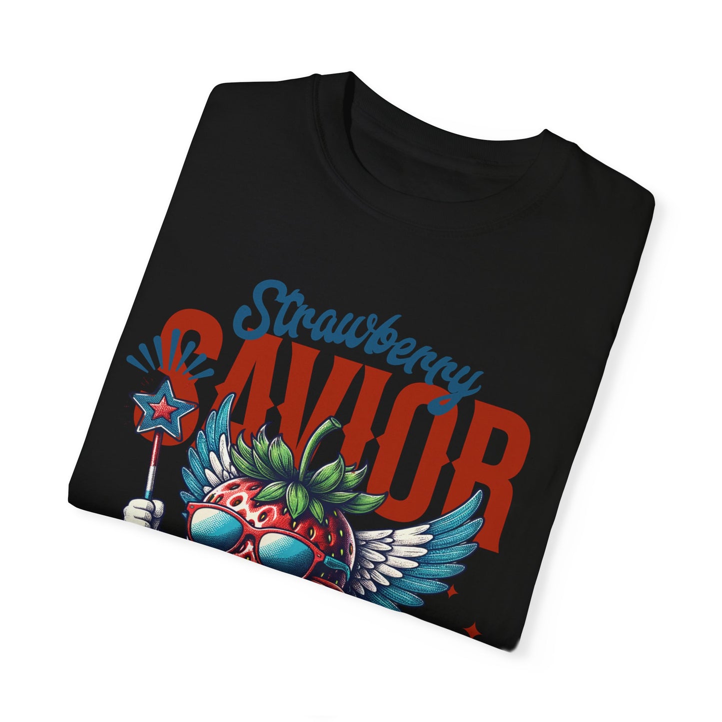 Garment-Dyed T-shirt - Patriotic Strawberry Savior Design