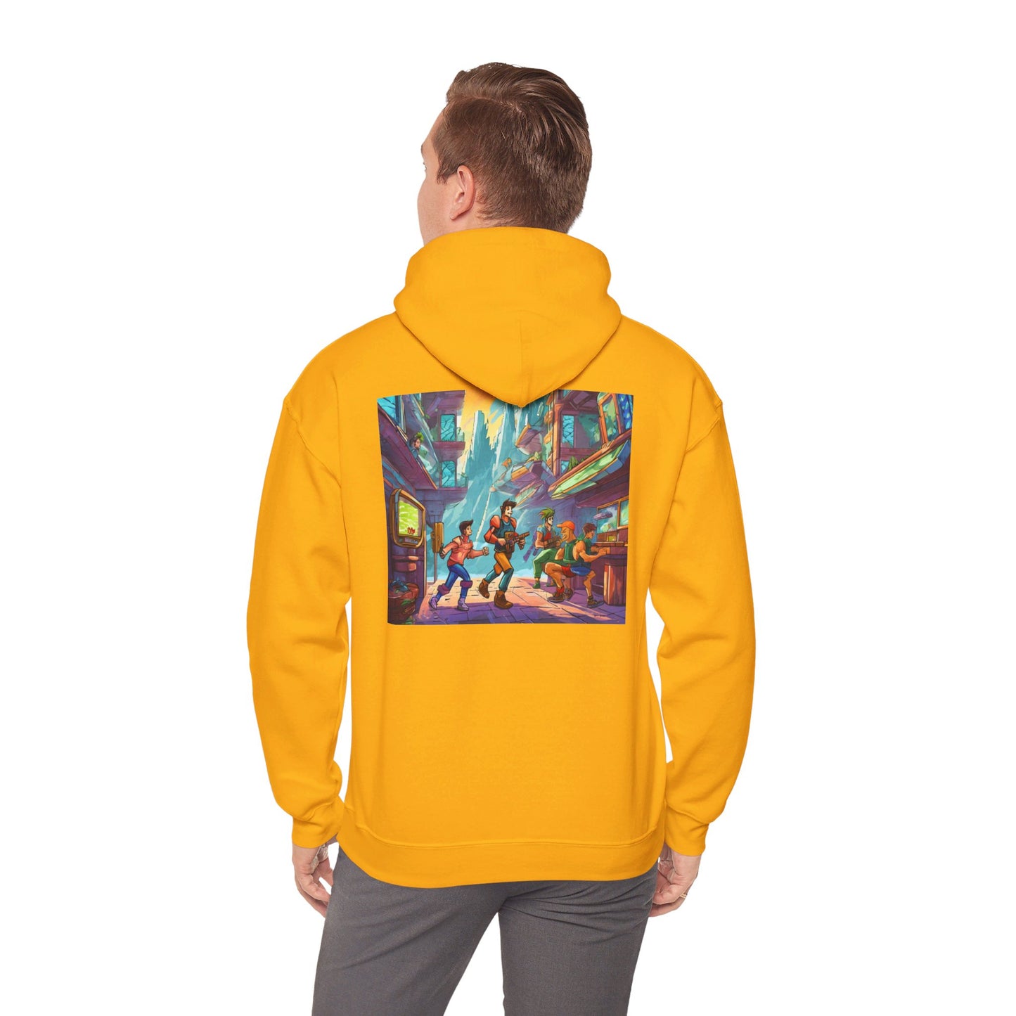 Hooded Sweatshirt - Classic Arcade Characters Action Scene Design