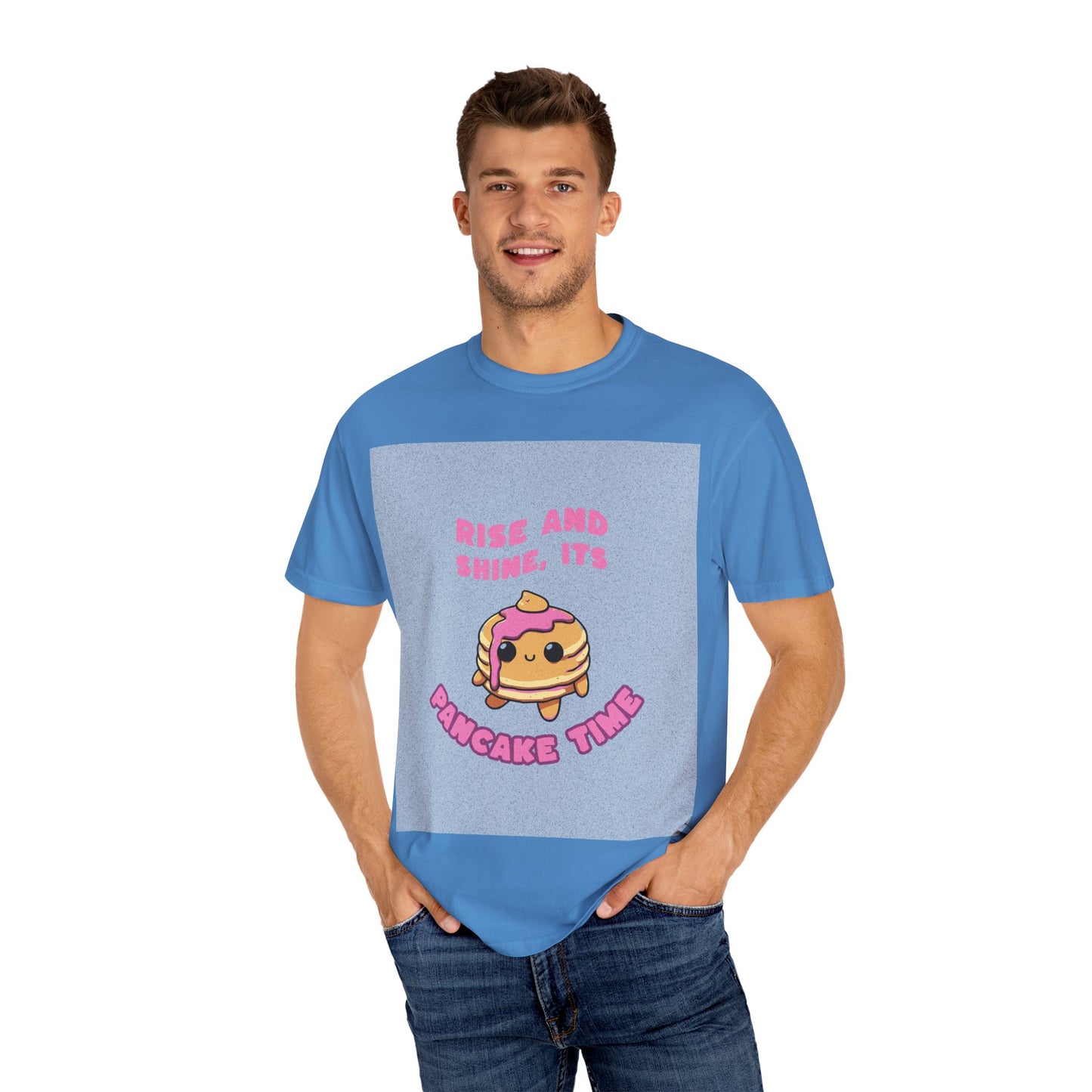 Garment-Dyed T-shirt with Rise and Shine, Its Pancake Time Design