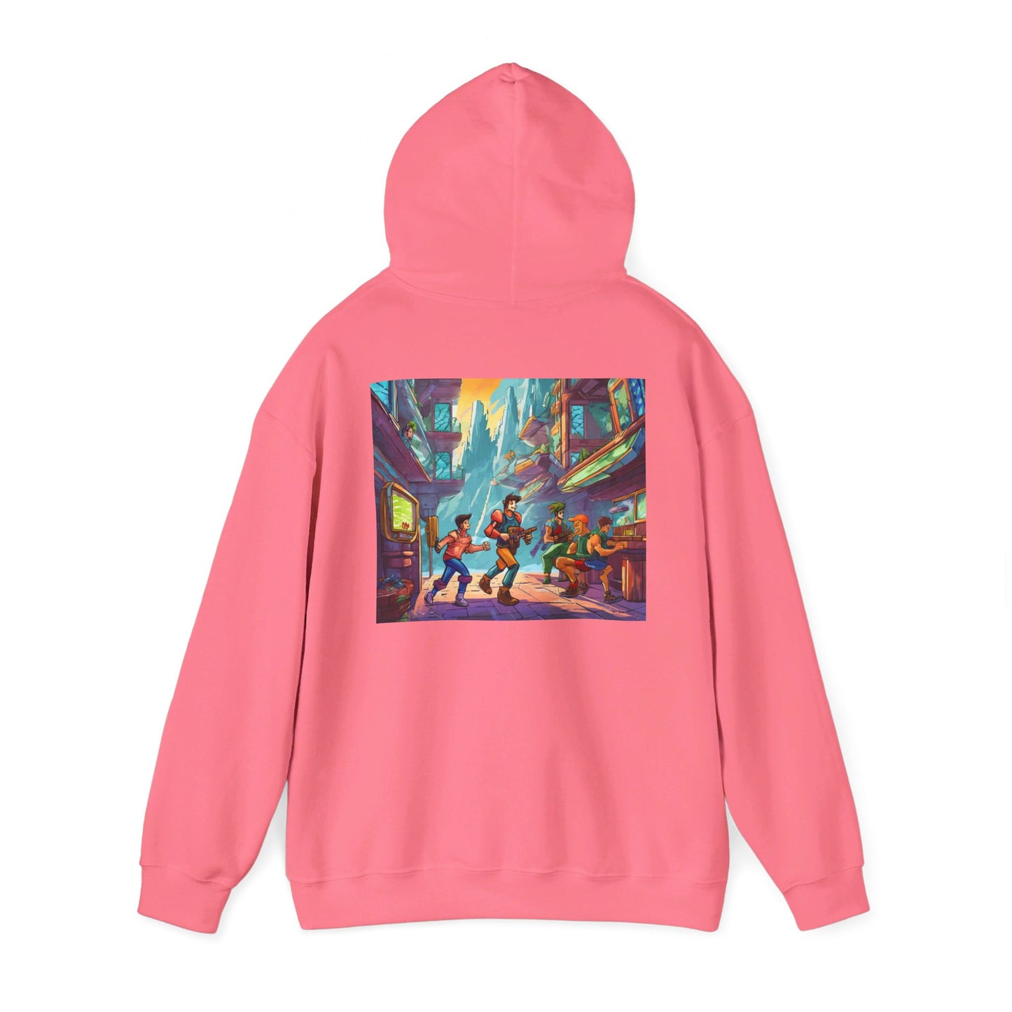 Hooded Sweatshirt - Classic Arcade Characters Action Scene Design