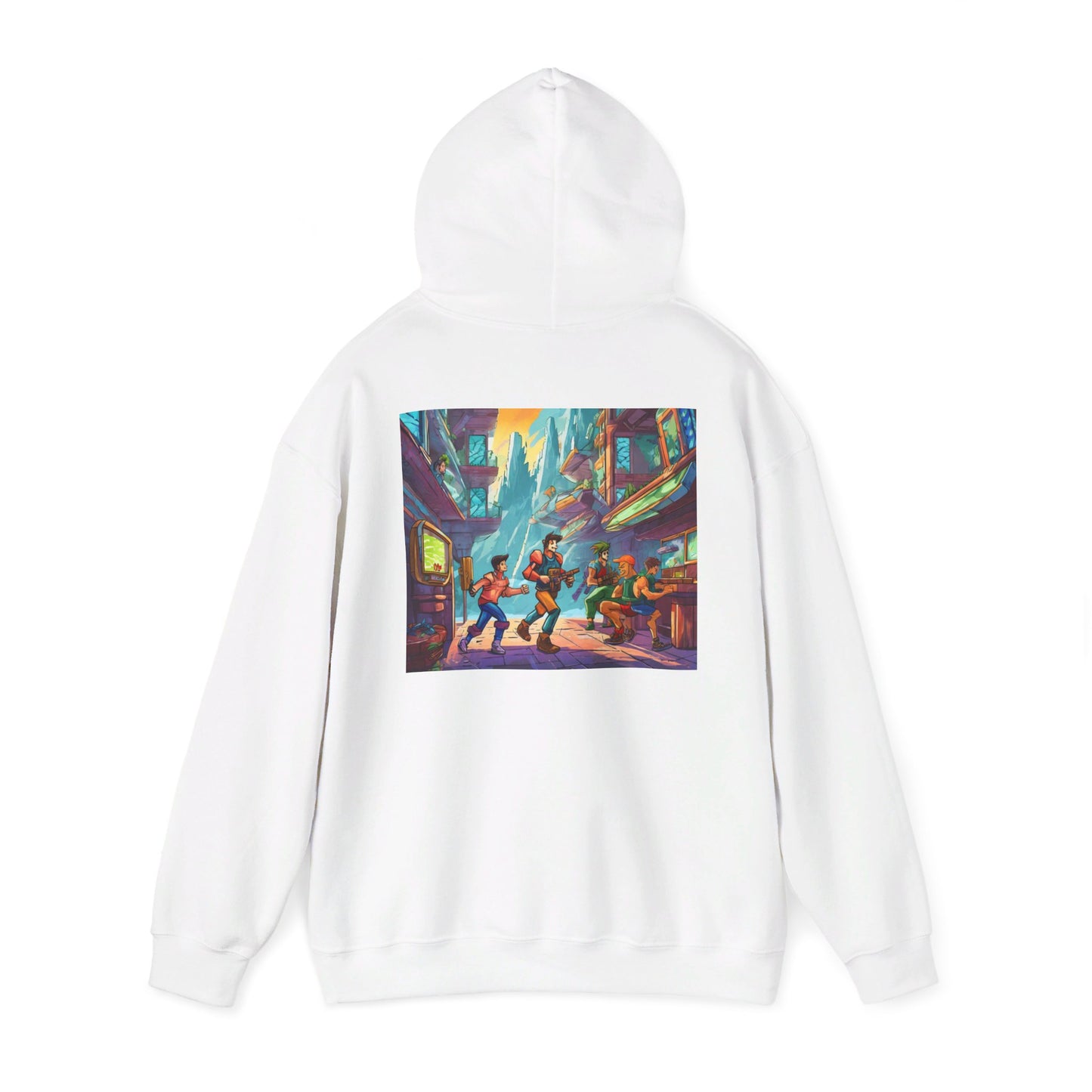 Hooded Sweatshirt - Classic Arcade Characters Action Scene Design