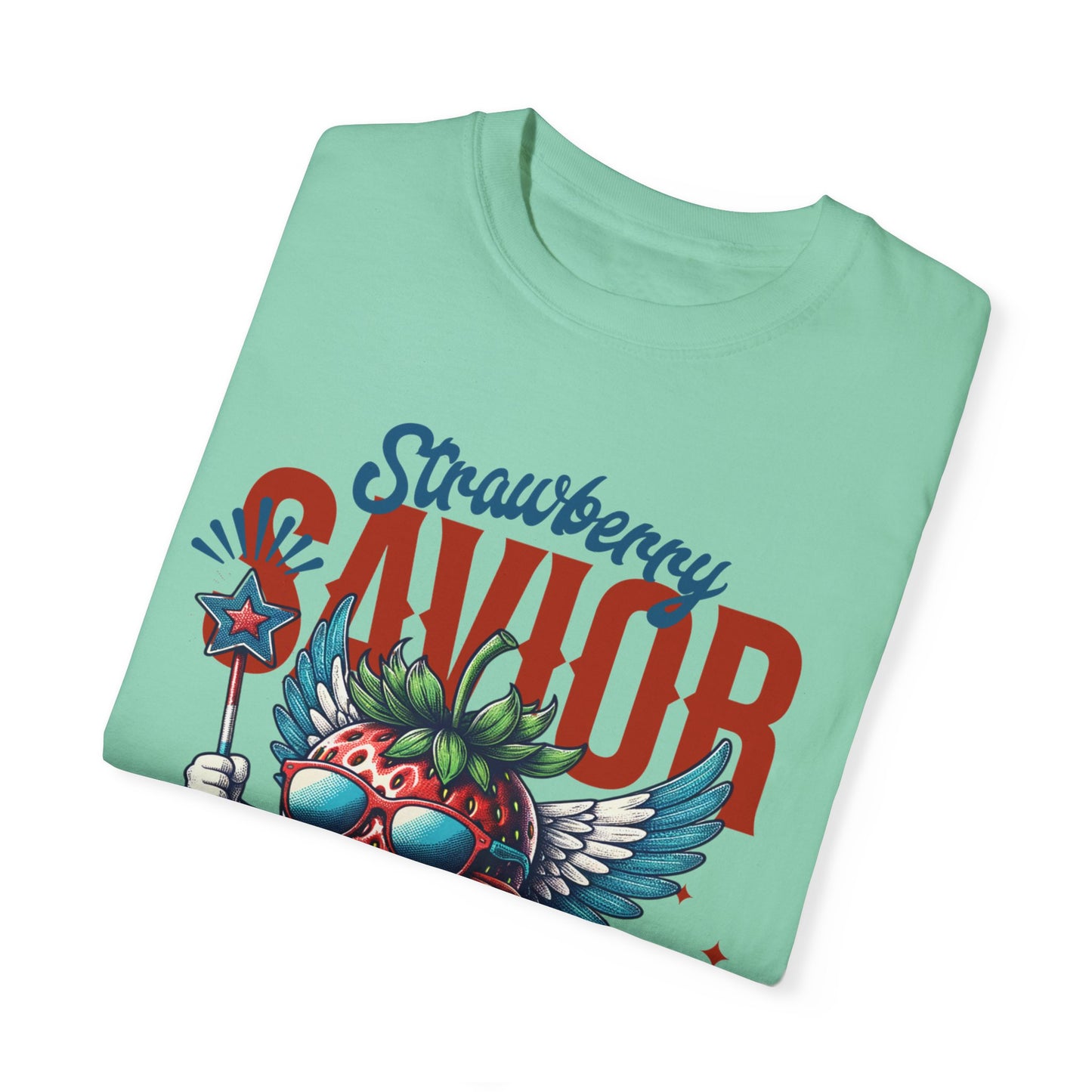 Garment-Dyed T-shirt - Patriotic Strawberry Savior Design