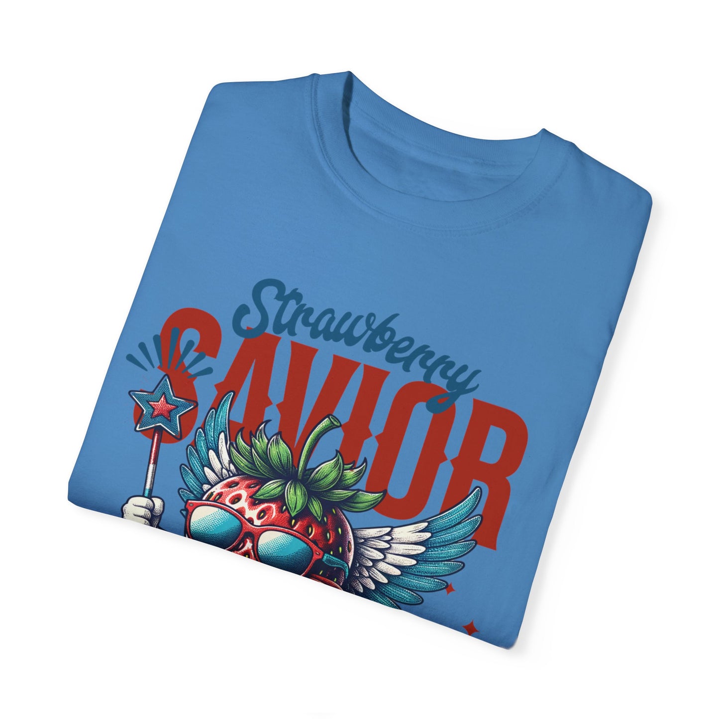 Garment-Dyed T-shirt - Patriotic Strawberry Savior Design