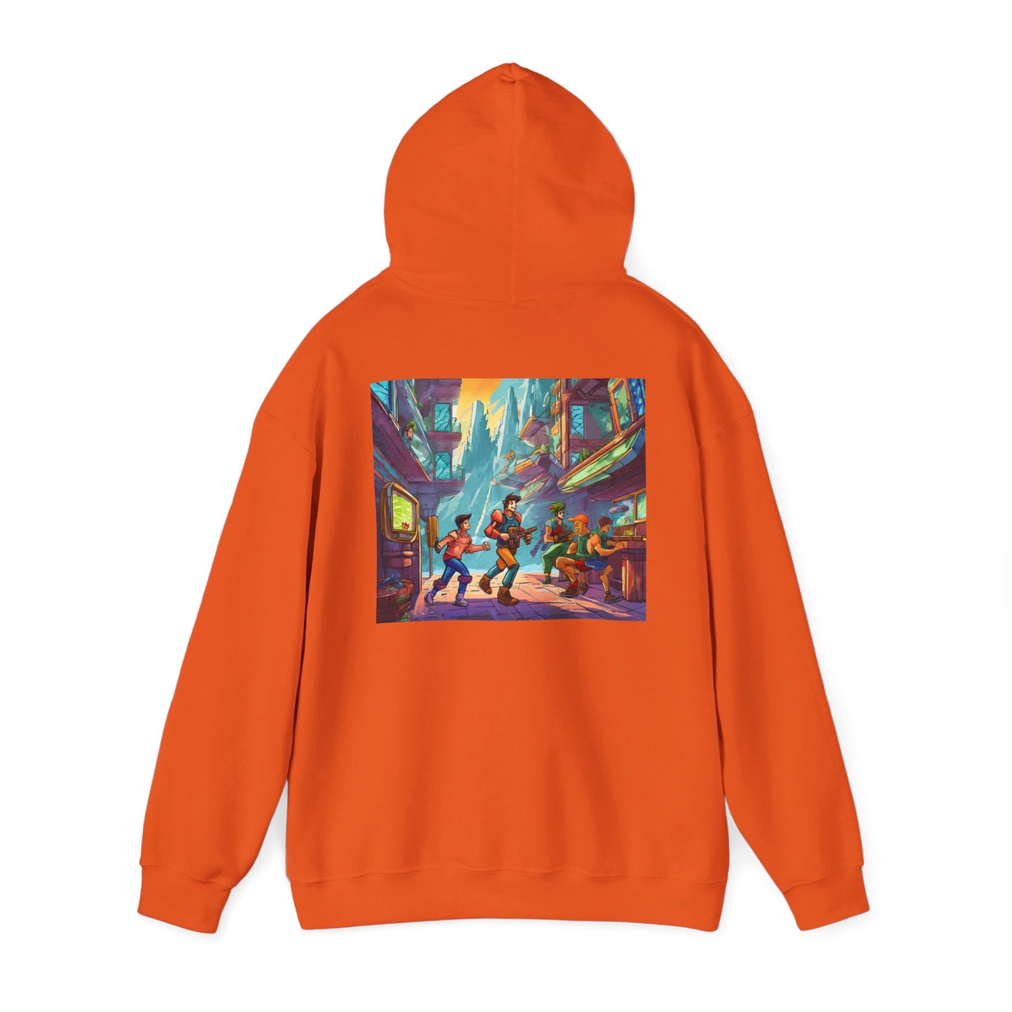 Hooded Sweatshirt - Classic Arcade Characters Action Scene Design