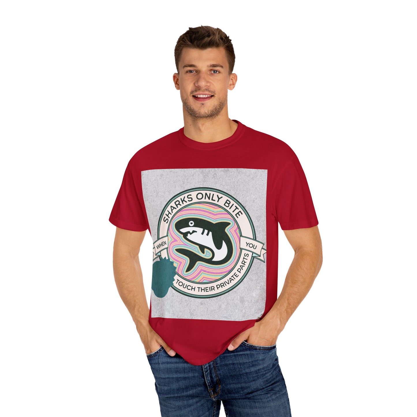 Shark Graphic Tee - Sharks only bite when you touch their private parts