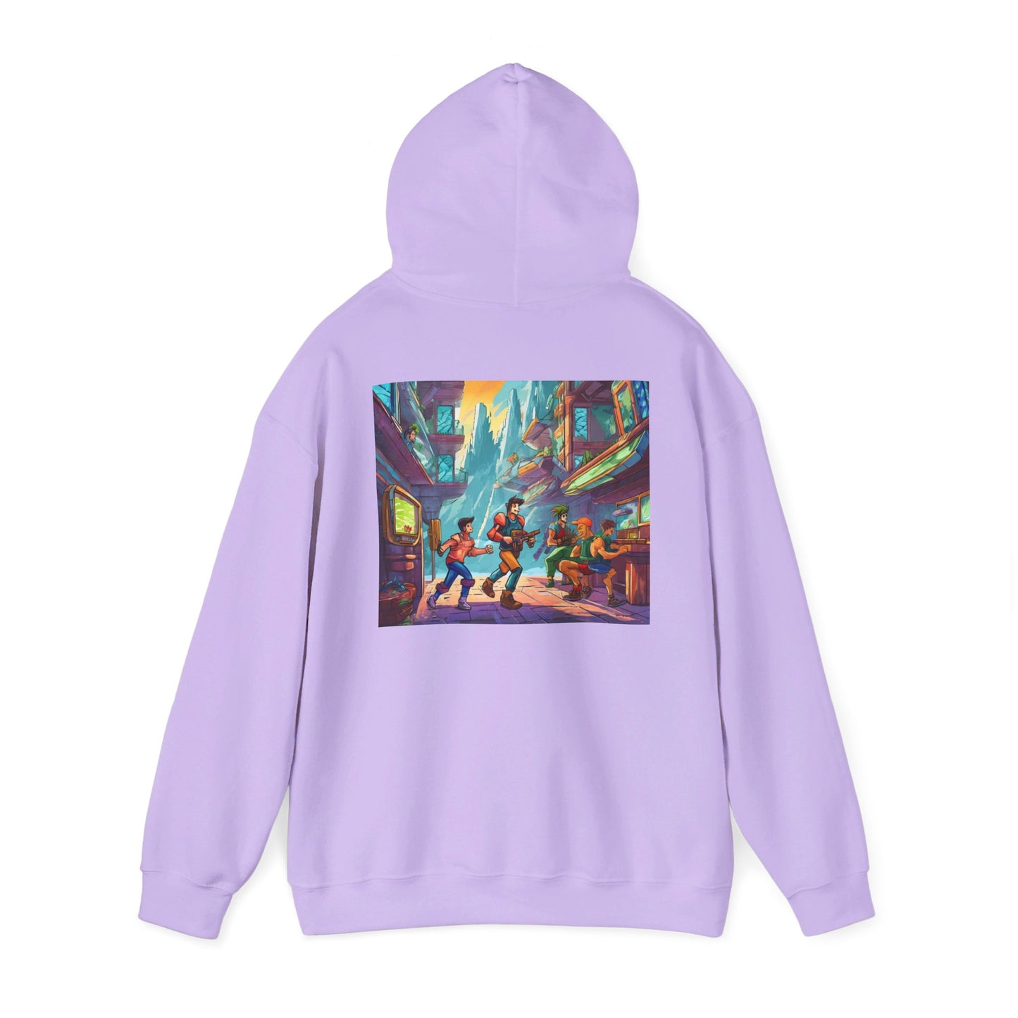 Hooded Sweatshirt - Classic Arcade Characters Action Scene Design